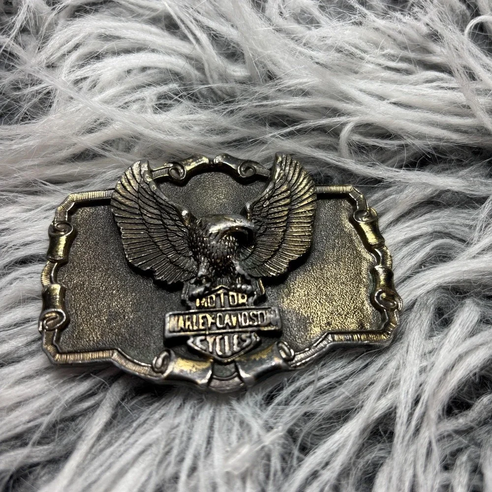 Vintage Harley Davidson‎ 606 Brass & Enamel Belt Buckle Rare 1982'S Eagle